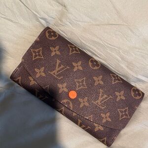 Louis Vuitton Brown Monogram Wallet with Orange Button